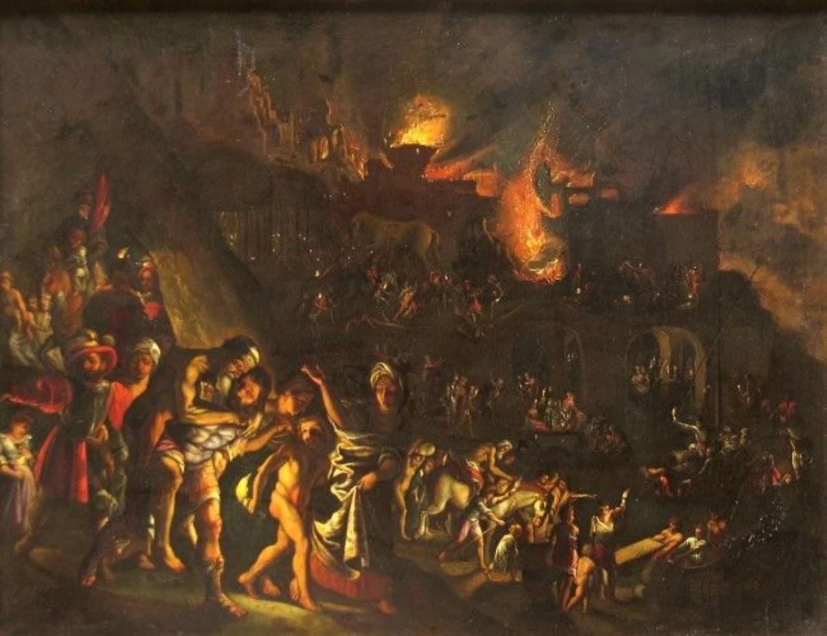 Incendierea Troiei, by Unknown, unspecified, 1850
