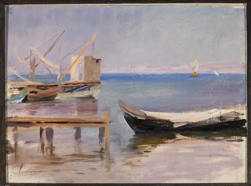 Boats at the coast. From the journey to Constantinople