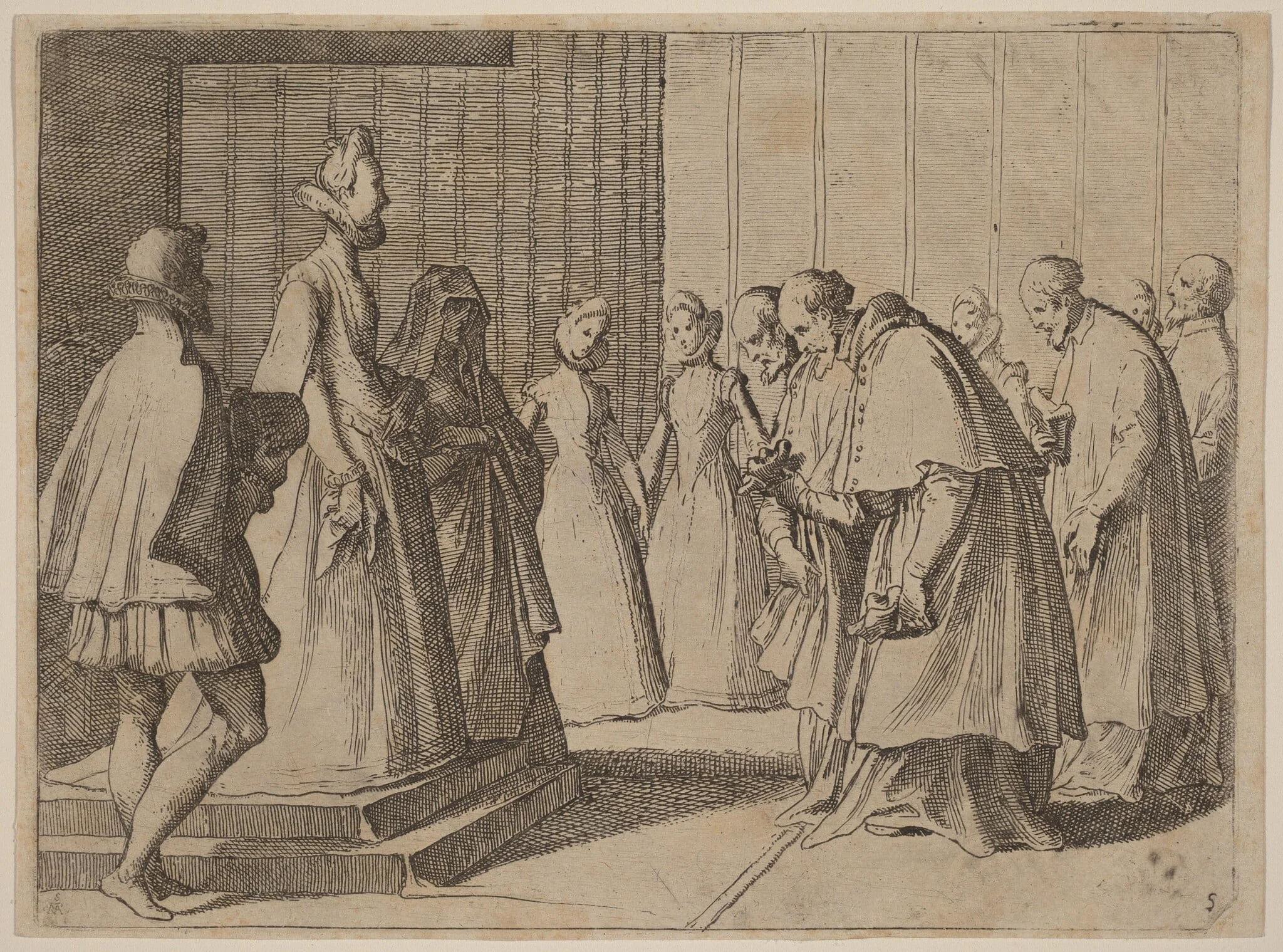 Margaret of Austria Receiving the Homage of Cardinals and Prelates, by Raffaello Schiaminossi, ink, 1612