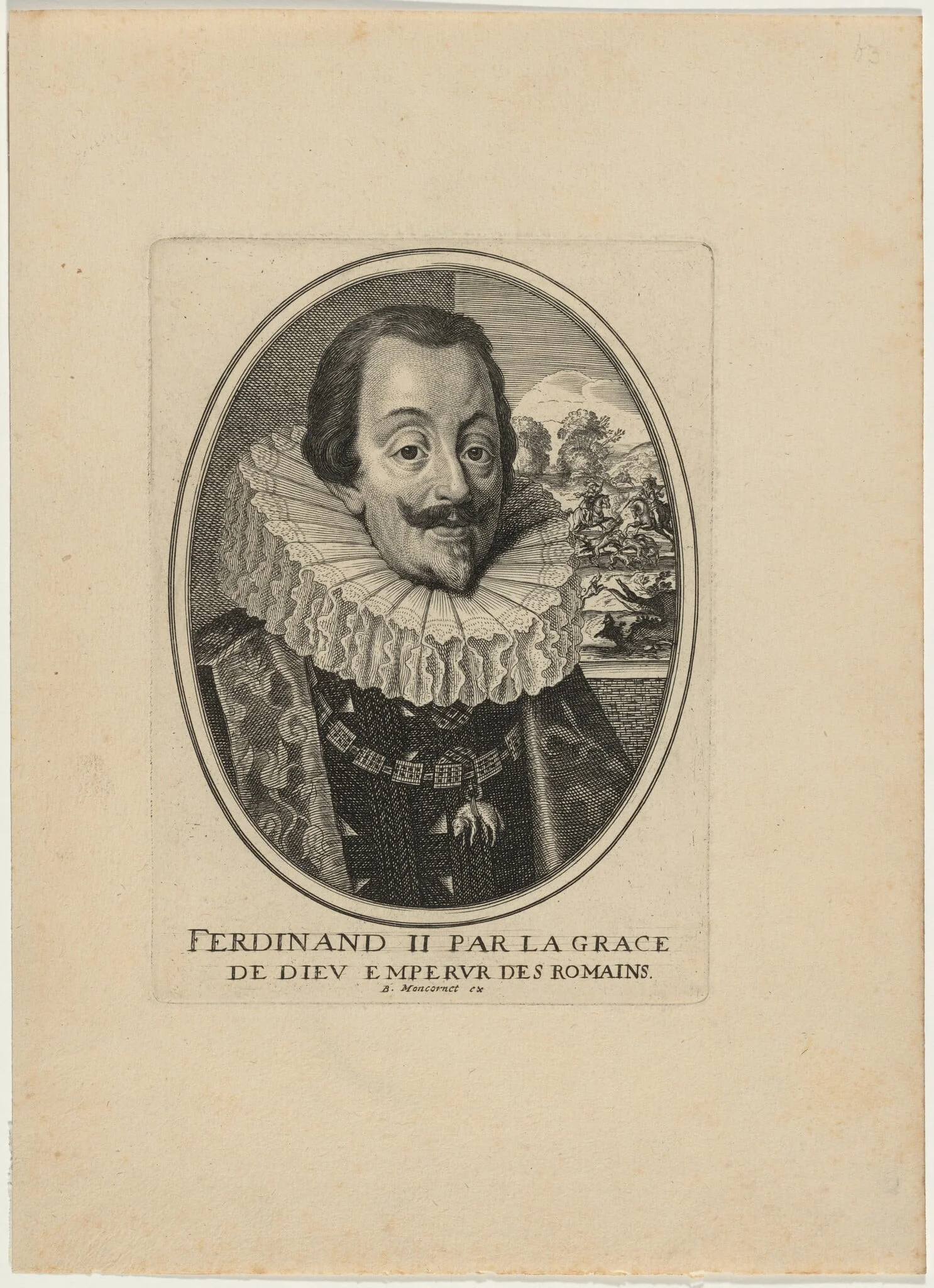 Ferdinand II, Par la Grace de Dieu Emperur des Romains, by Balthasar Moncornet, ink, 1634