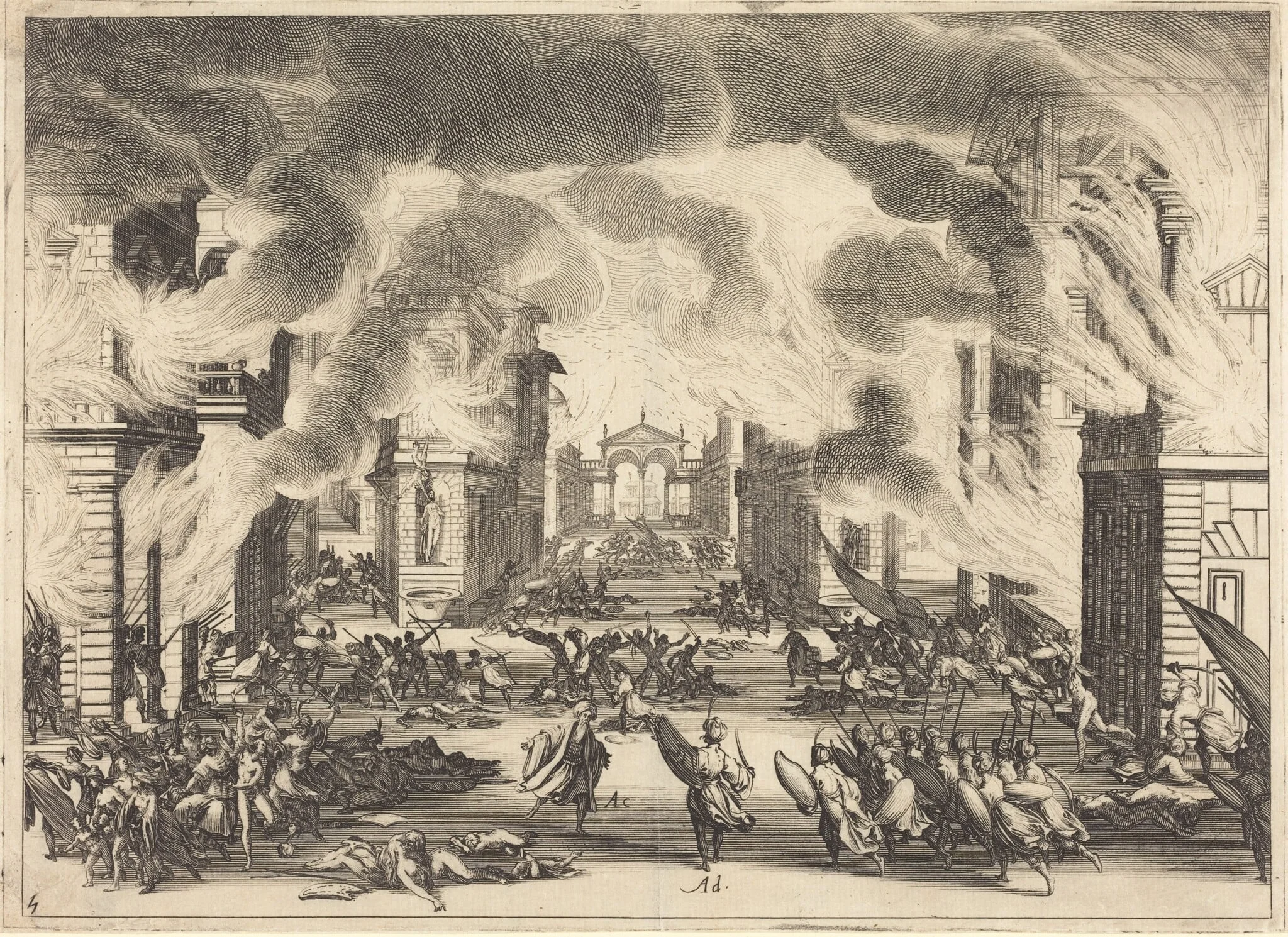 Il Solimano, Act V, by Jacques Callot, ink, 1620