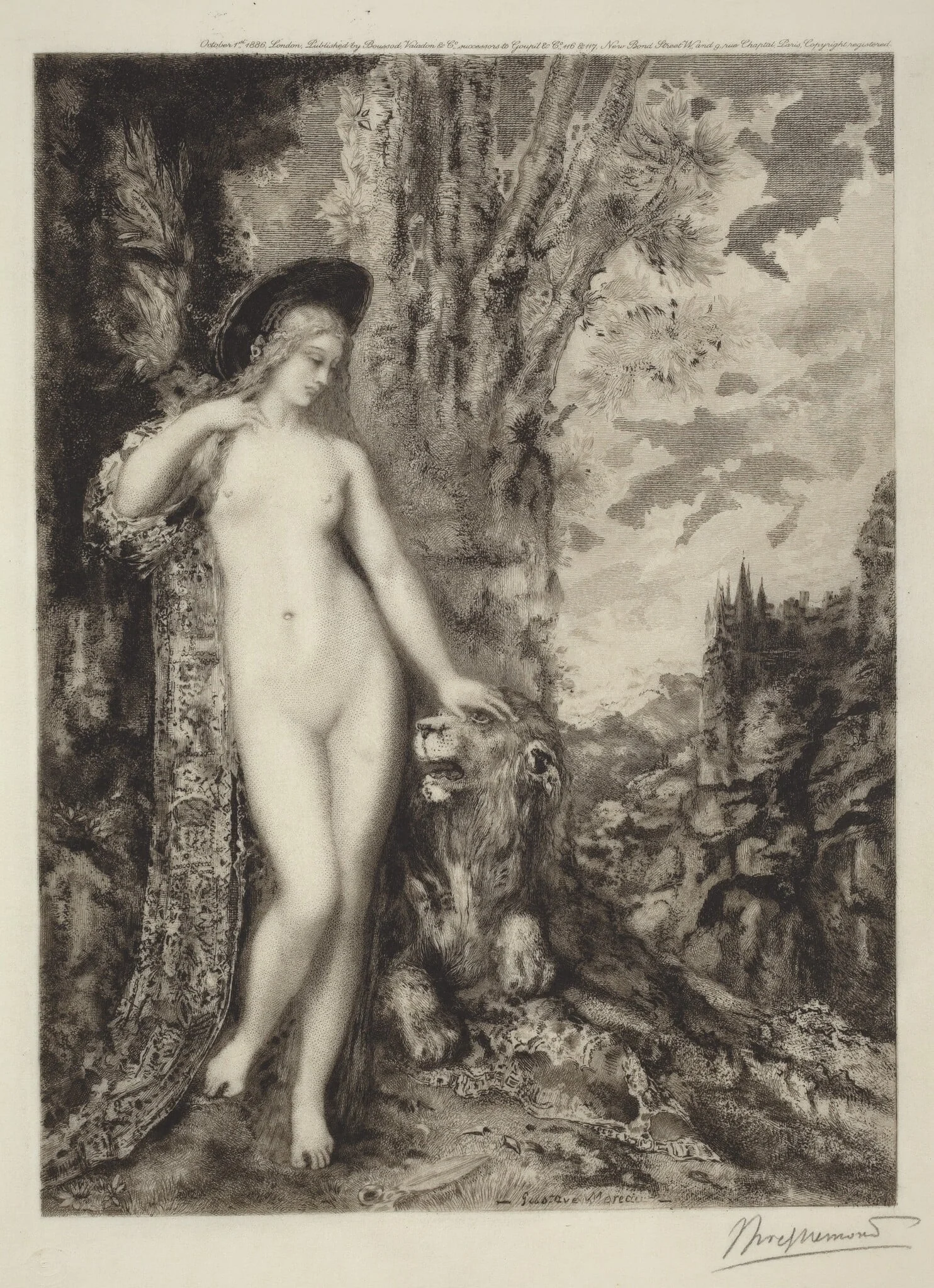The Amorous Lion [Le lion amoureux], by Félix Bracquemond, ink, 1886