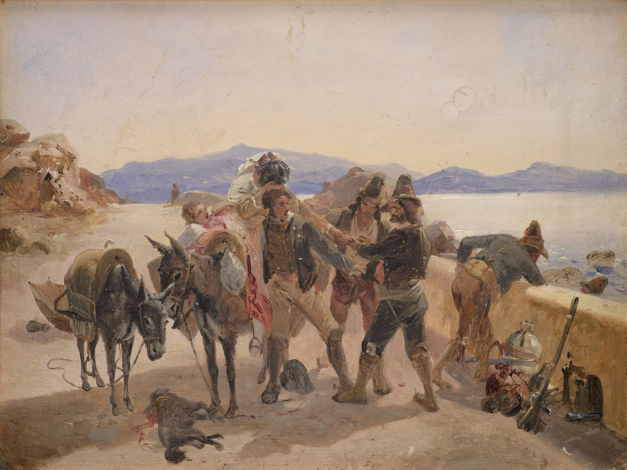 Robbers Attacking Travellers, by Unknown, 1836