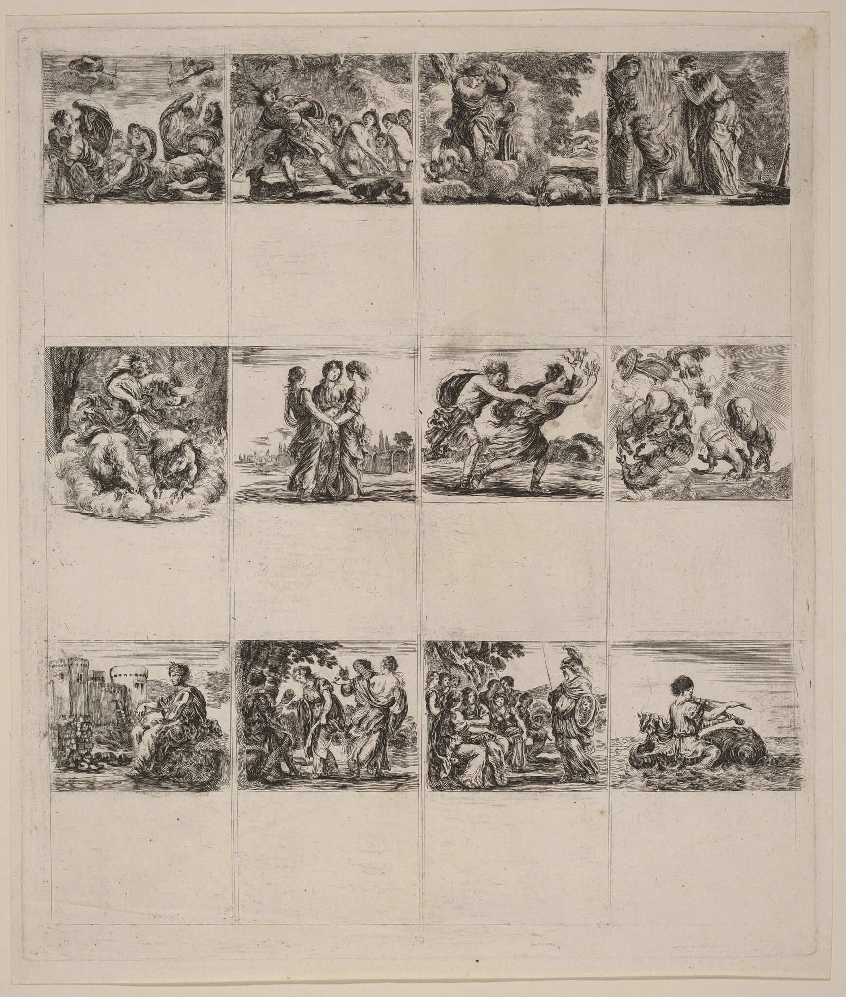 Mythological Playing Cards, by Stefano Della Bella, ink, 1644