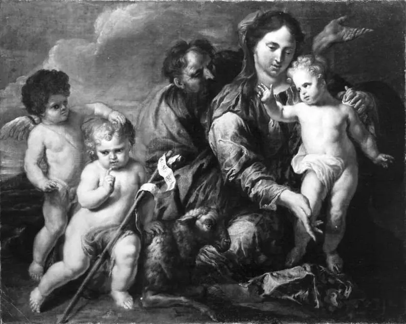 Holy family with Young St John the Baptist and an angel