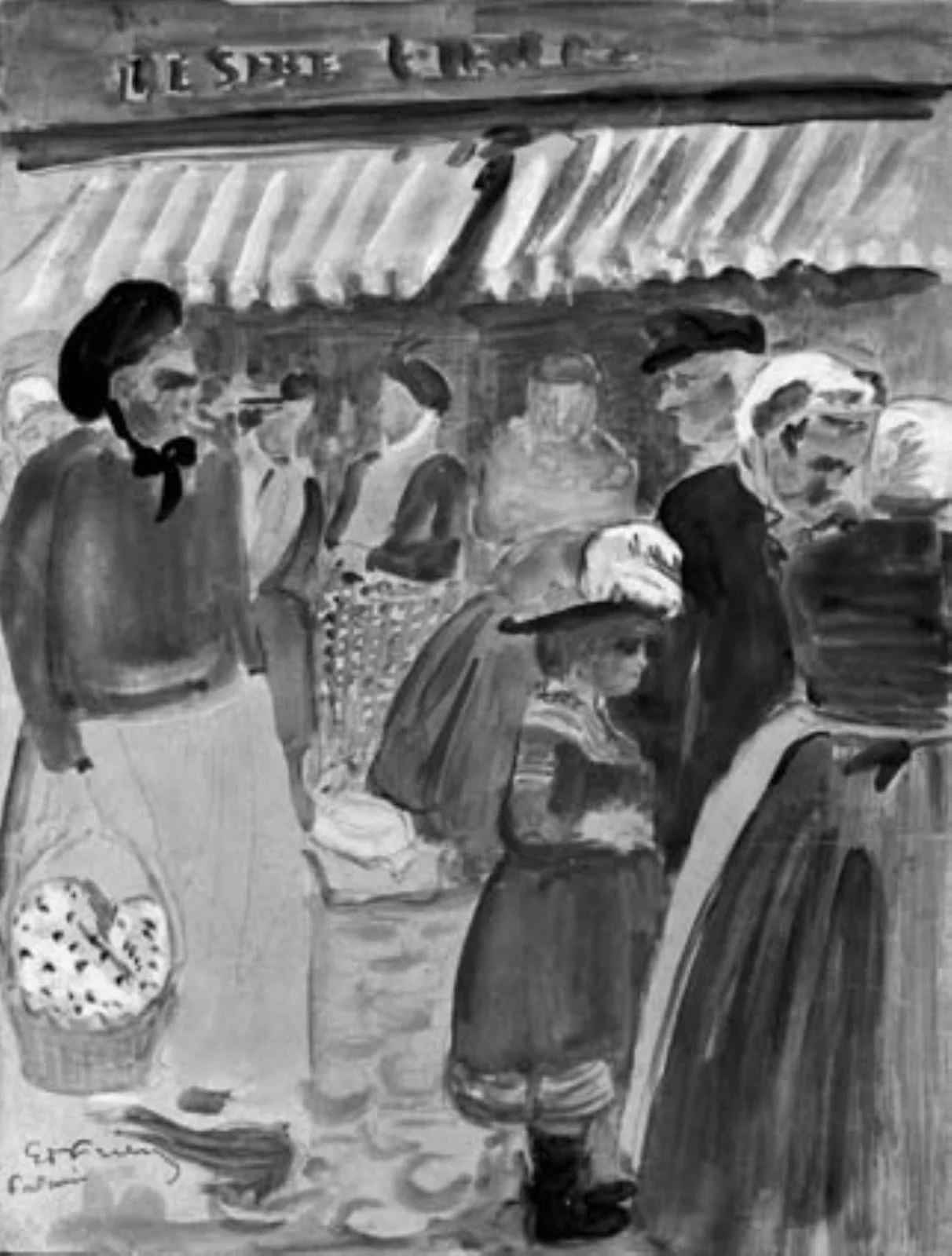 Markedet i Falaise, Normandiet, by Unknown, unspecified, 1902