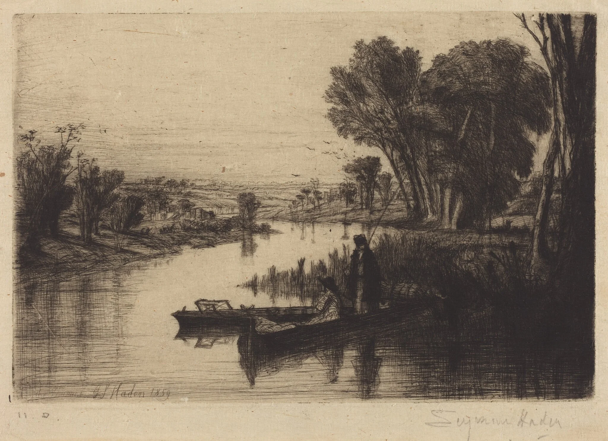 Thames Fishermen, by Francis Seymour Haden, ink, 1859