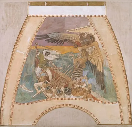 Sammon puolustus, luonnos Suomen paviljongin kupolifreskoihin Pariisin vuoden 1900 maailmannäyttelyyn