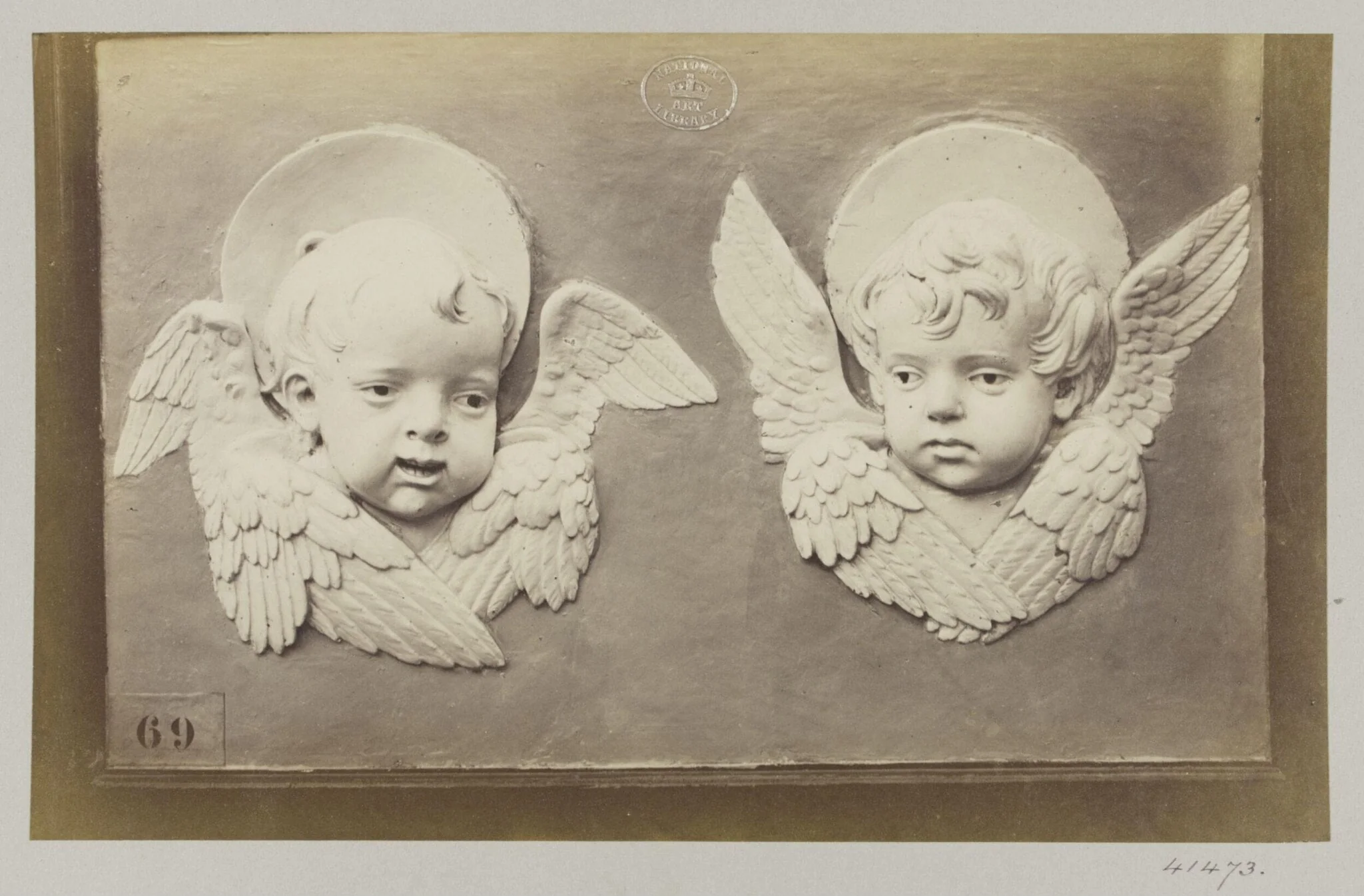 Two heads of Seraphs, by Louise Laffon, photographic, 1864