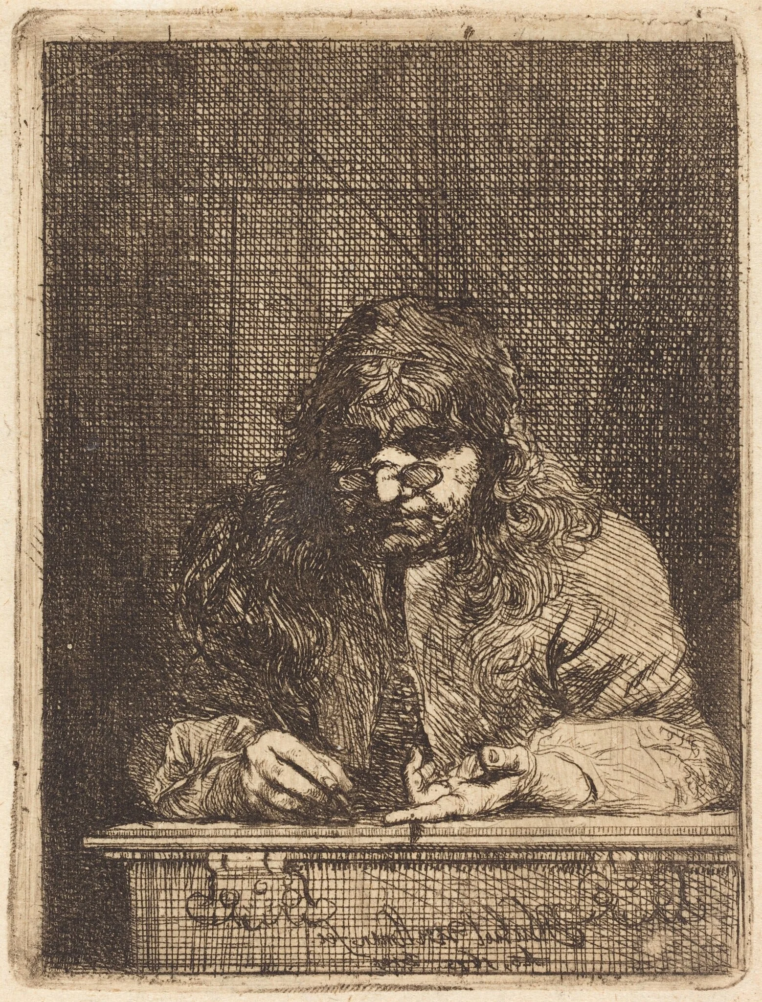 Self-Portrait Drawing, by Michael Lukas Leopold Willmann, ink, 1675
