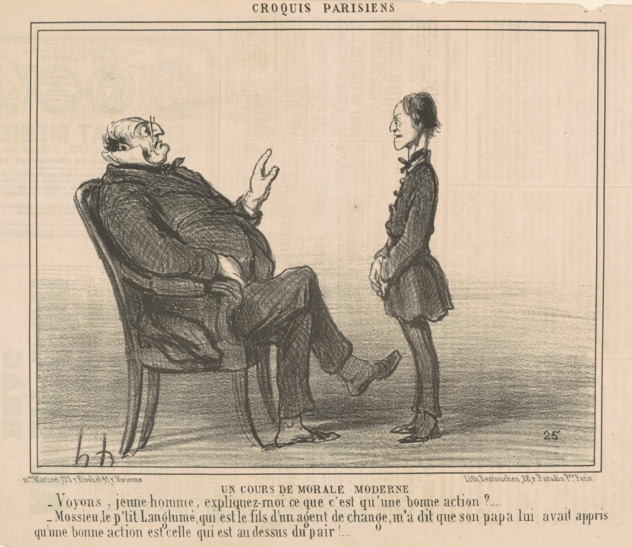Un cours de morale moderne, by Honoré Daumier, ink, 1857