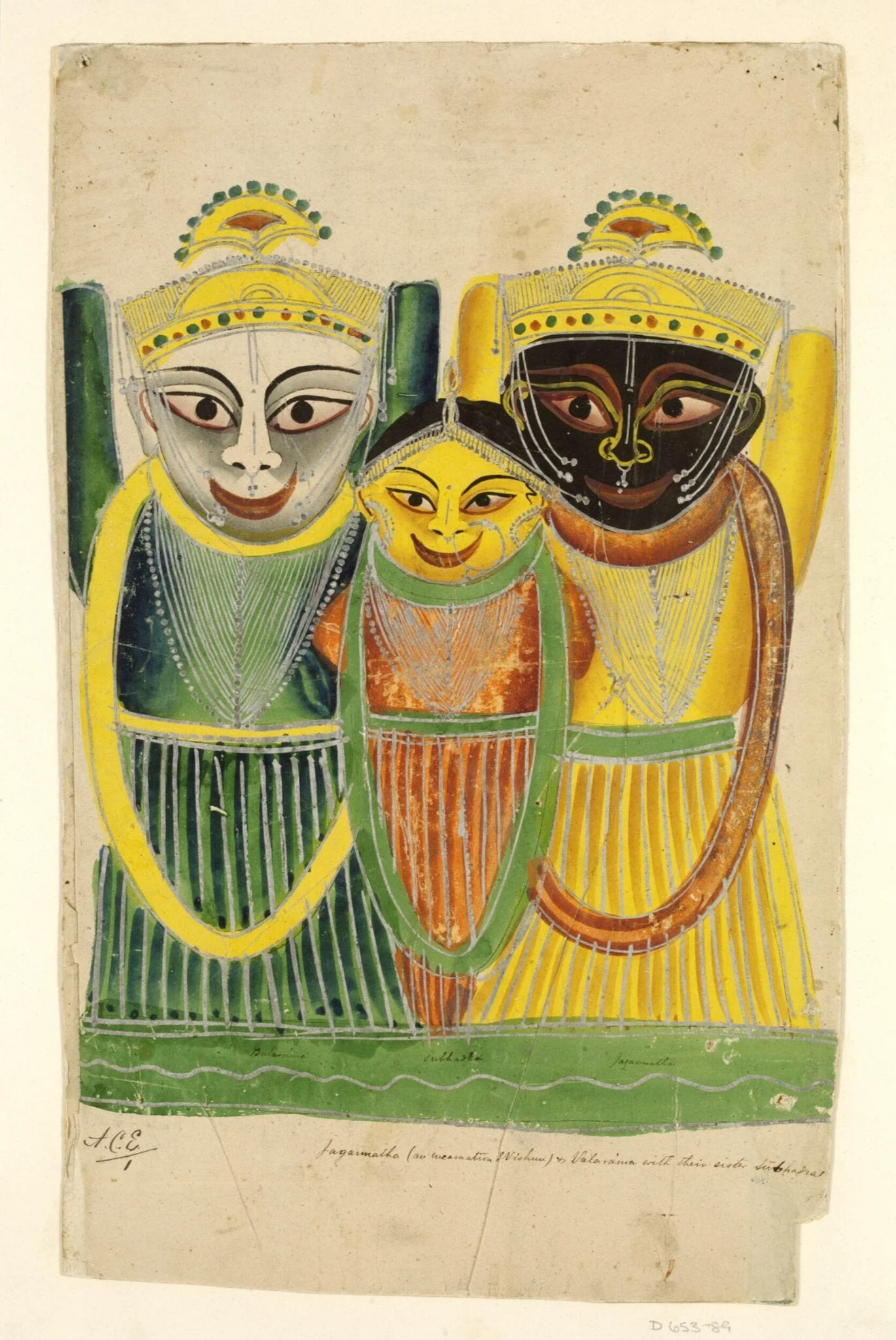 Balbhadra, Subhadra and Jagannatha, by Unknown, paint, 1850