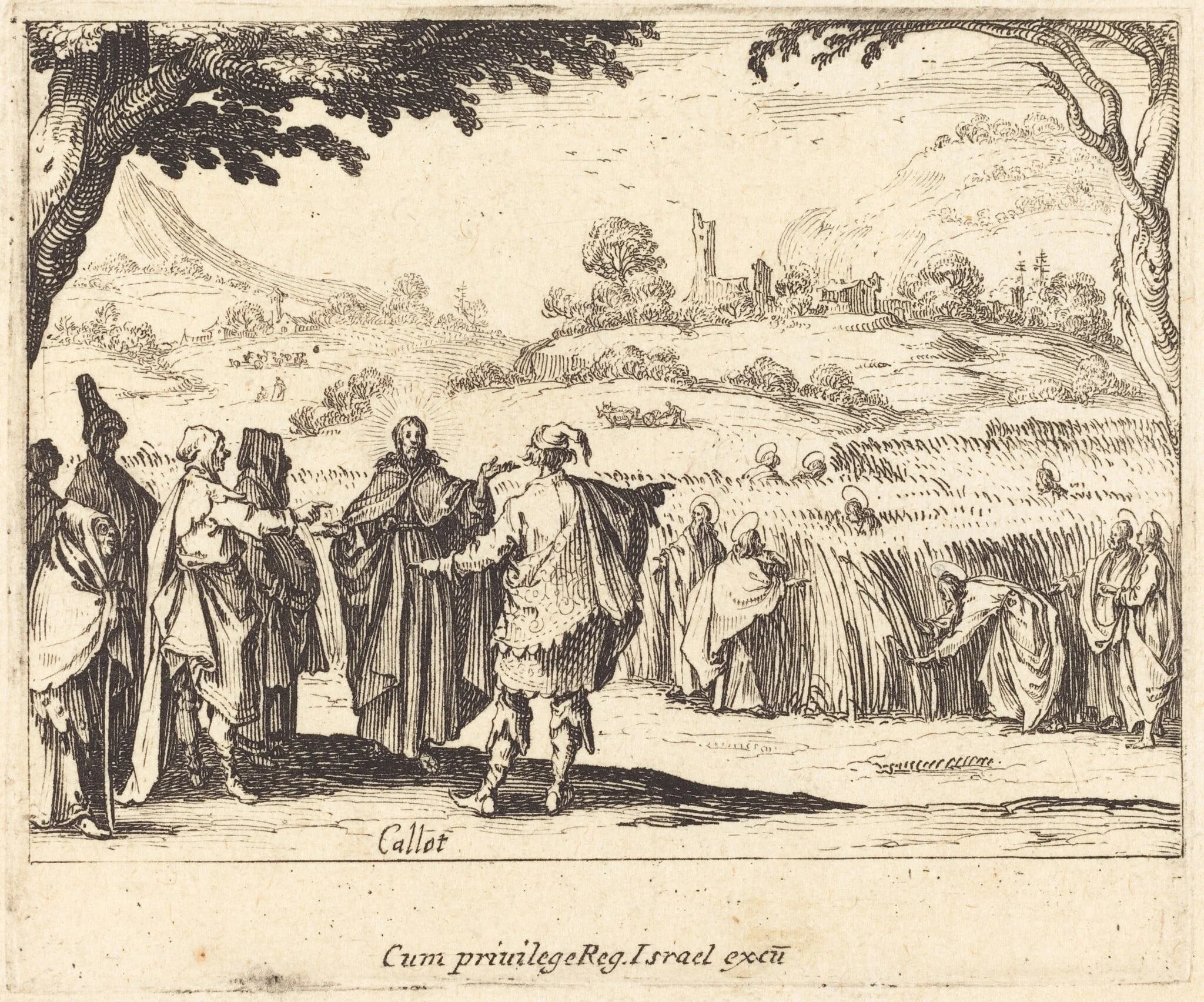 Jesus with the Pharisees, by Jacques Callot, ink, 1635