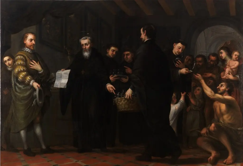 San Agustín repartiendo los bienes de los ricos entre los pobres