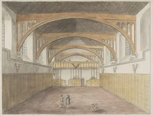 Interior of Hall, looking towards screen.