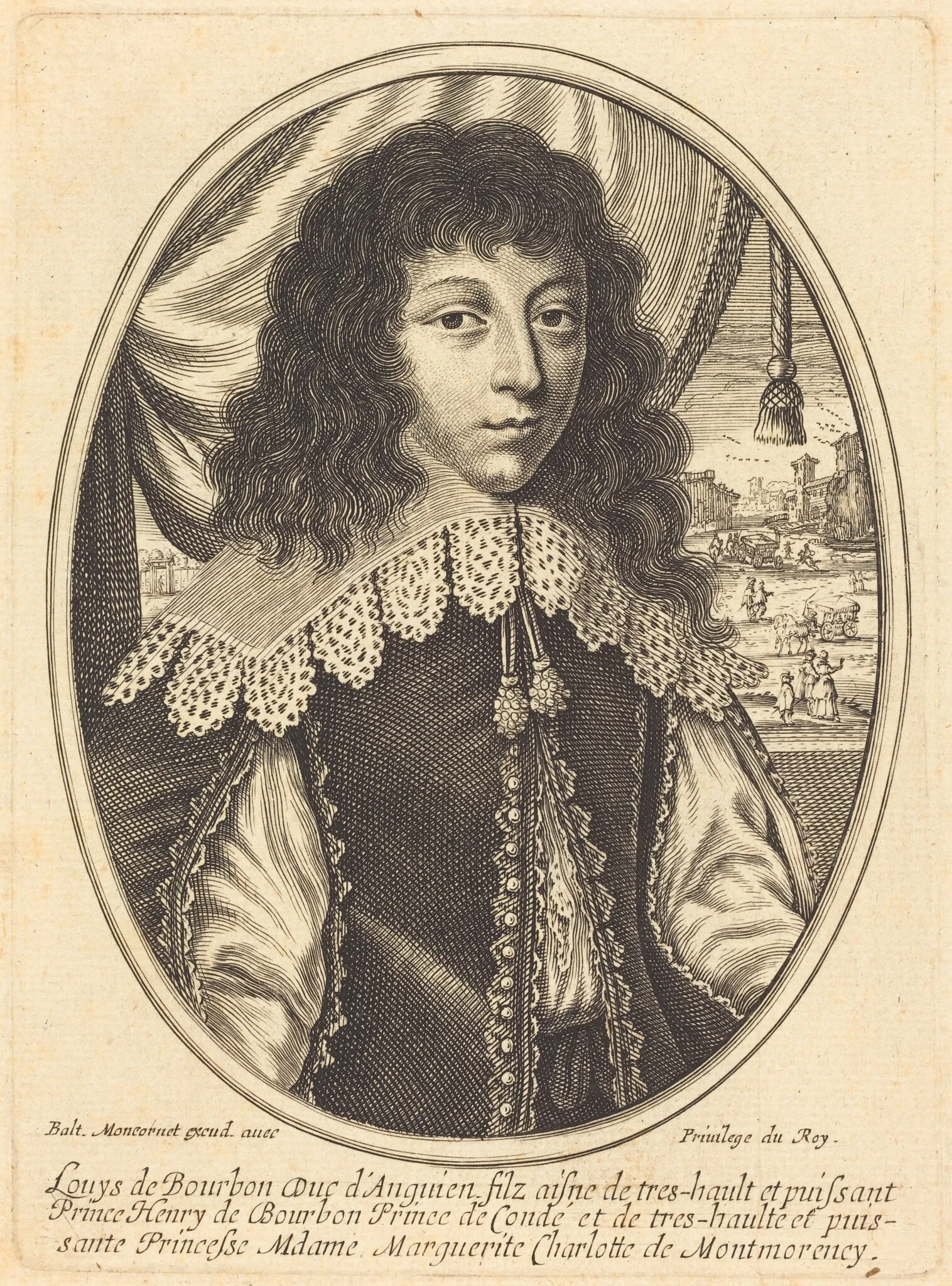 Louis II de Bourbon-Condé, by Balthasar Moncornet, ink, 1634