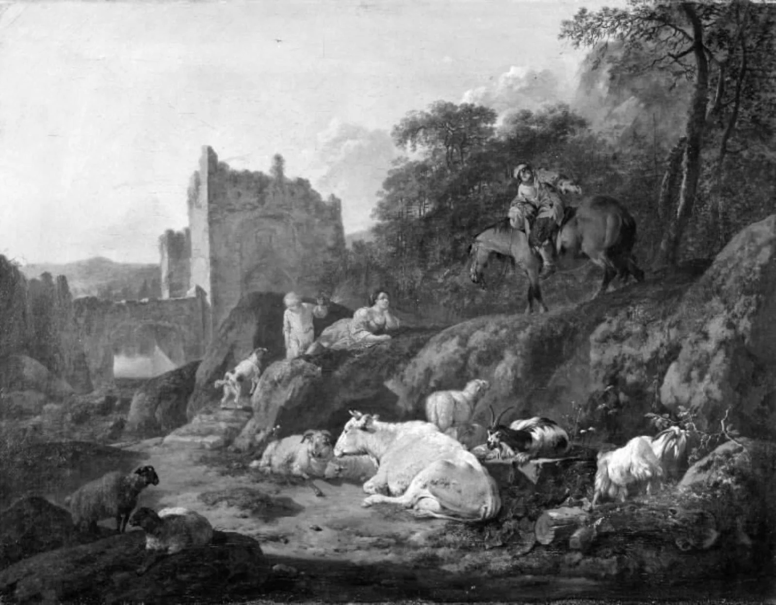 Landscape with Cattle, by Unknown, unspecified, 1676