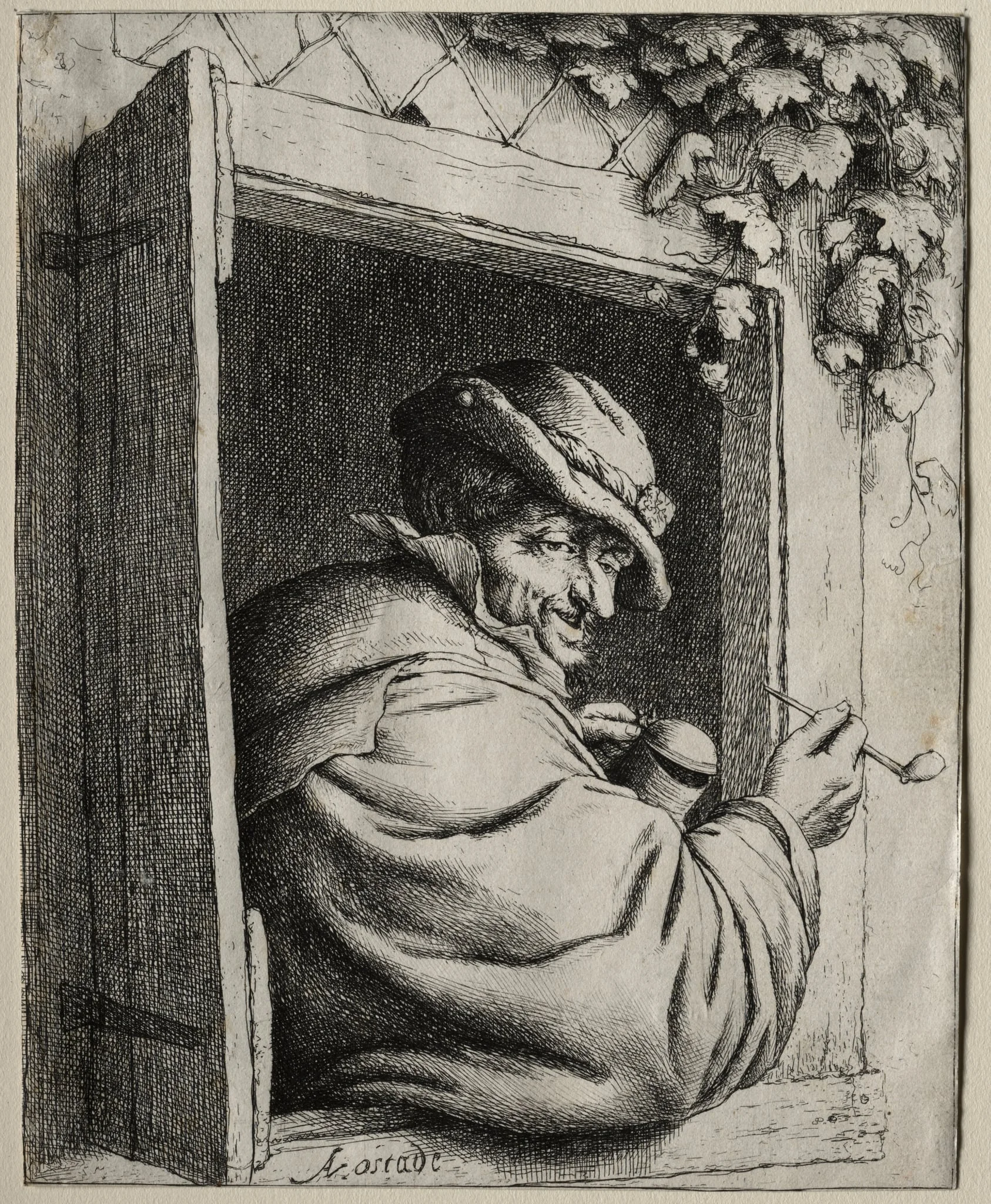 The Smoker at the Window, by Adriaen van Ostade, 1649
