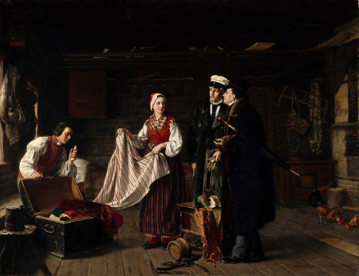 Kansanpukujen osto Säkylässä, by Arvid Liljelund, unspecified