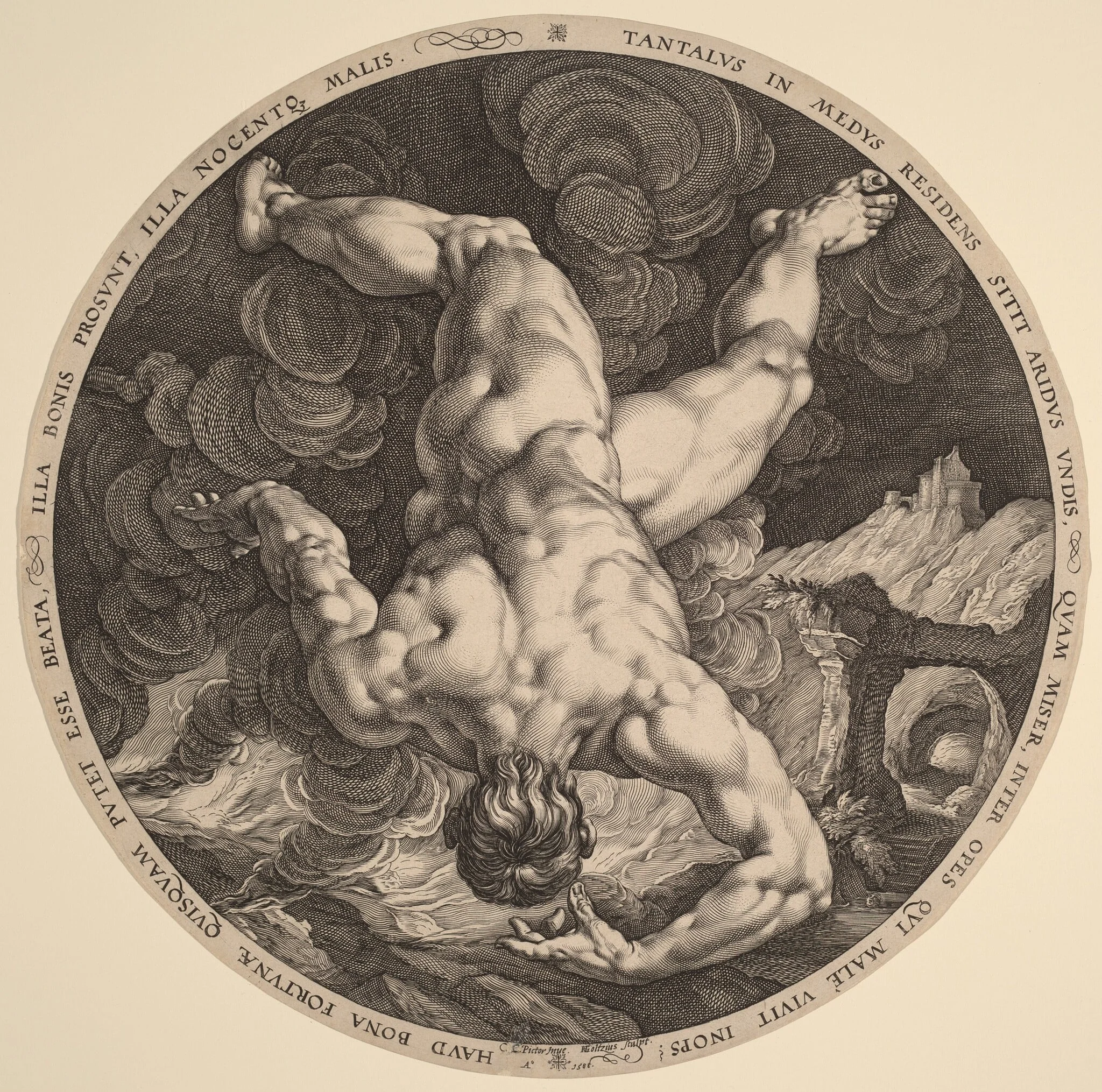 Tantalus, by Hendrik Goltzius, ink, 1588