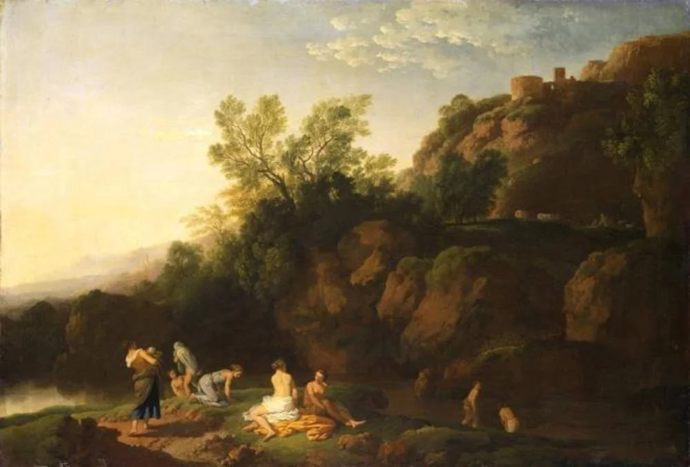 Southern landscape with bathing women