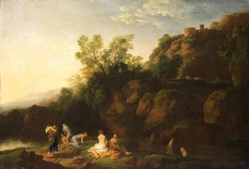 Southern landscape with bathing women