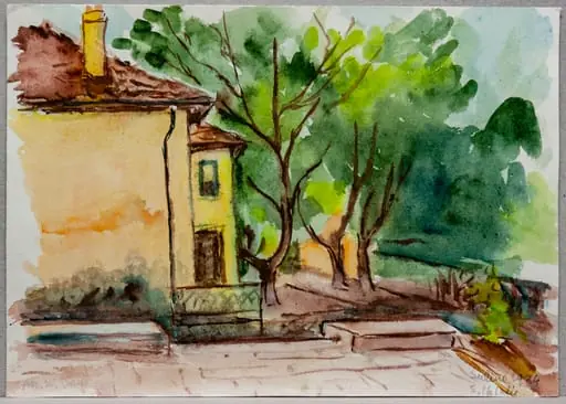 S 30 - Peisaj la Sulina (Curte de casă cu copaci)