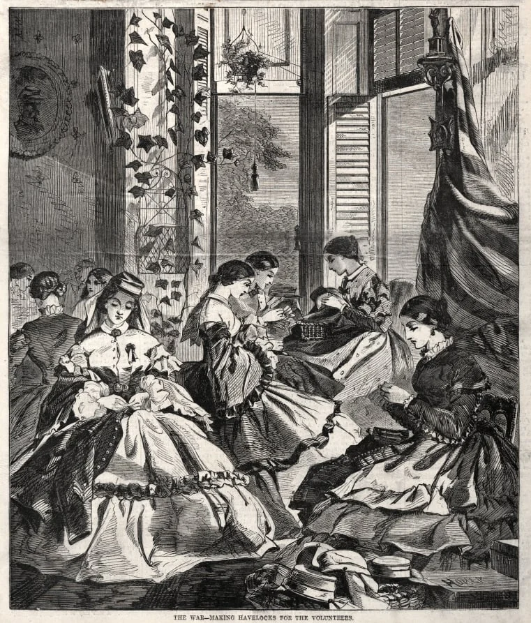The War - Making Havelocks for the Volunteers, by Winslow Homer, 1861
