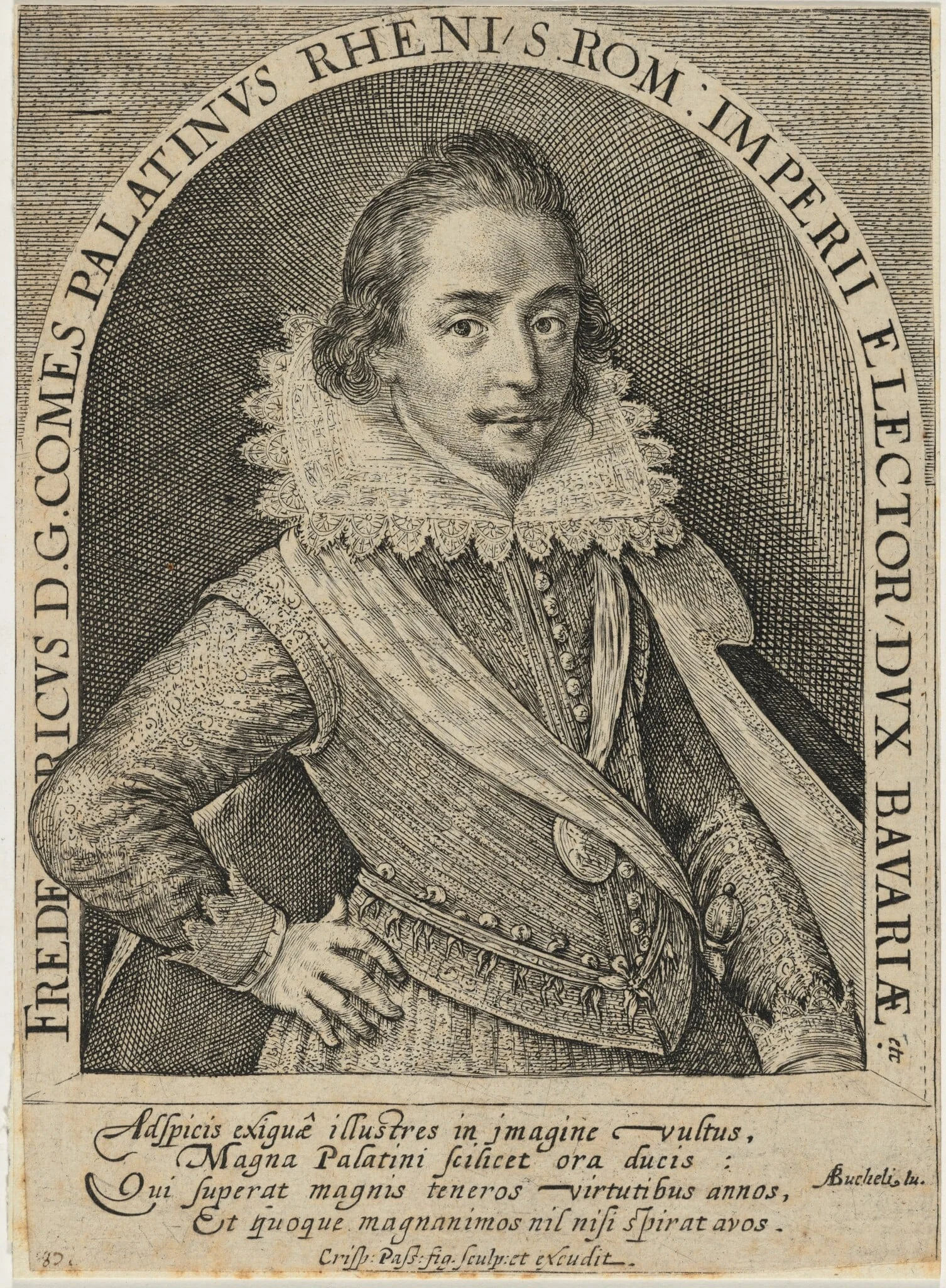 Frederick V, Elector Palatine, Later King of Bohemia, by Crispijn van de Passe I, ink, 1601