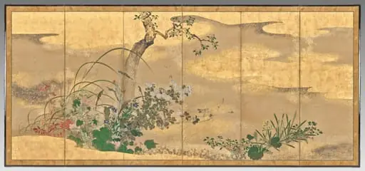 Flowers and Trees of the Four Seasons (left screen)