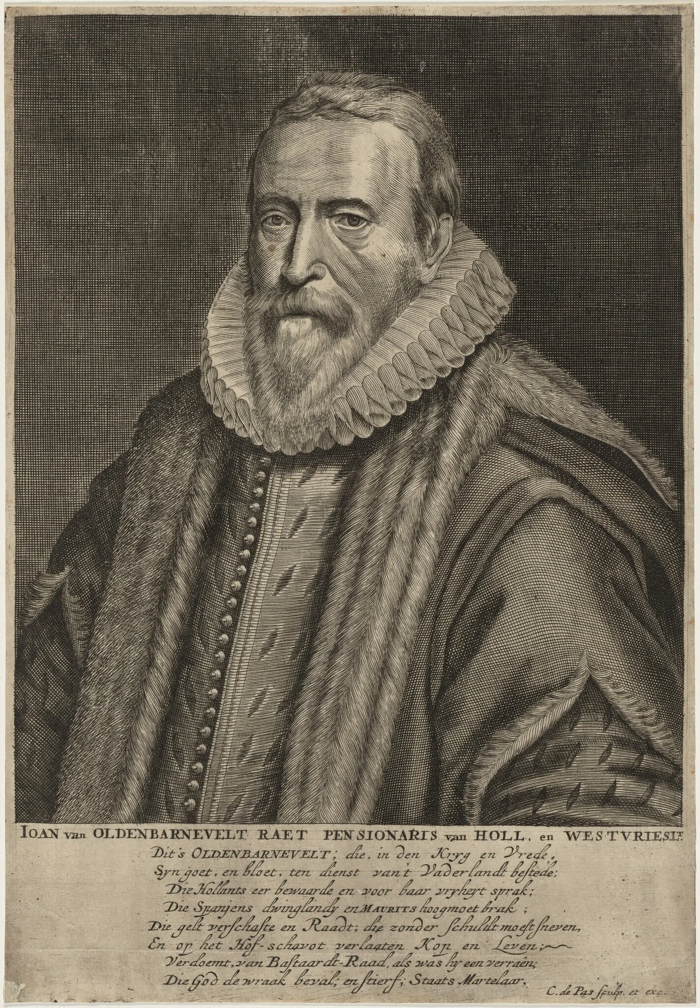 Johan van Oldenbarnevelt, by Crispijn van de Passe I, ink, 1601