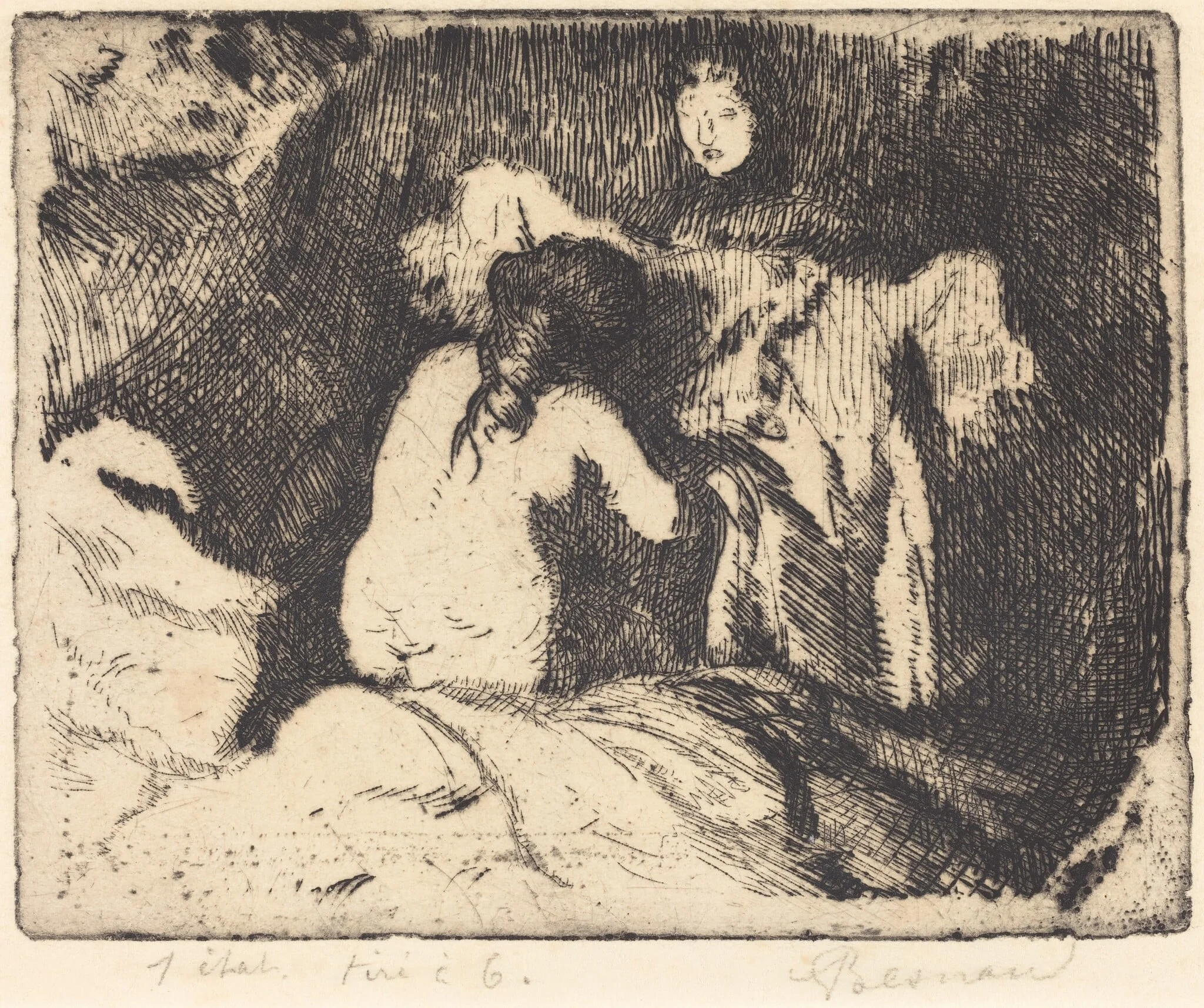 Getting Up (Le lever), by Paul-Albert Besnard, ink, 1913