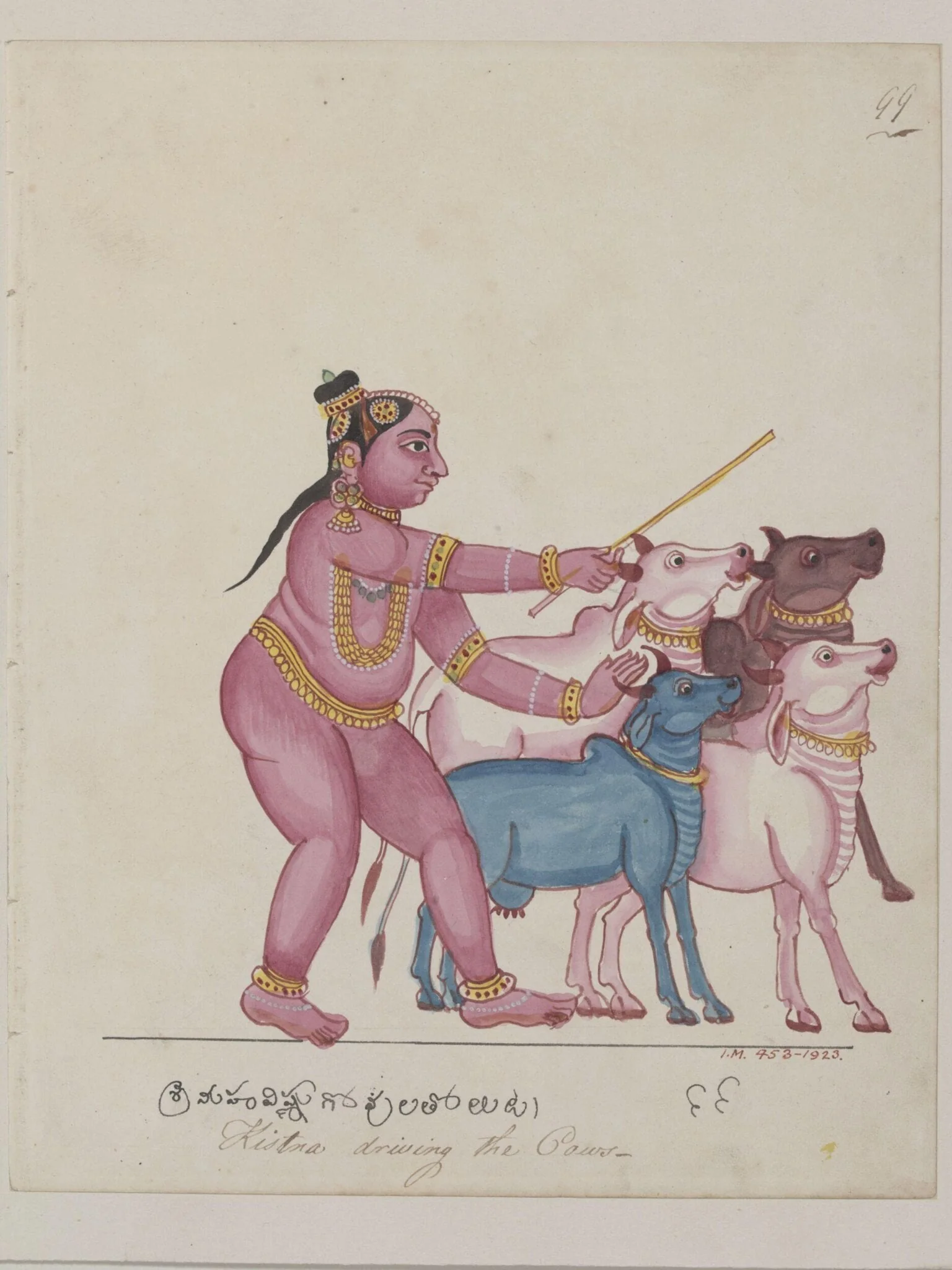Krishna as the divine cowherd., by Unknown, paint, 1820