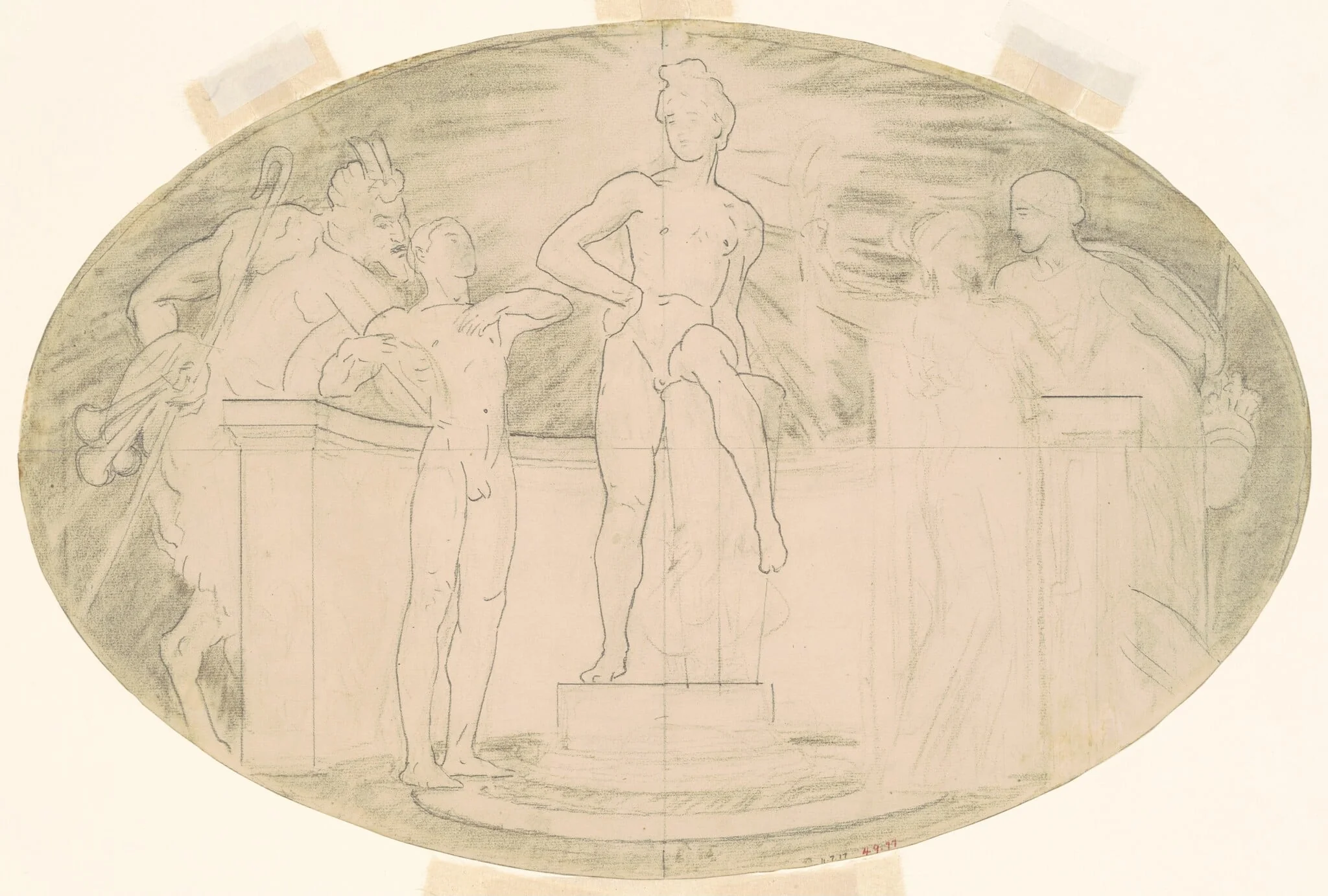 Study for "Classic and Romantic Art", by John Singer Sargent, charcoal, 1921