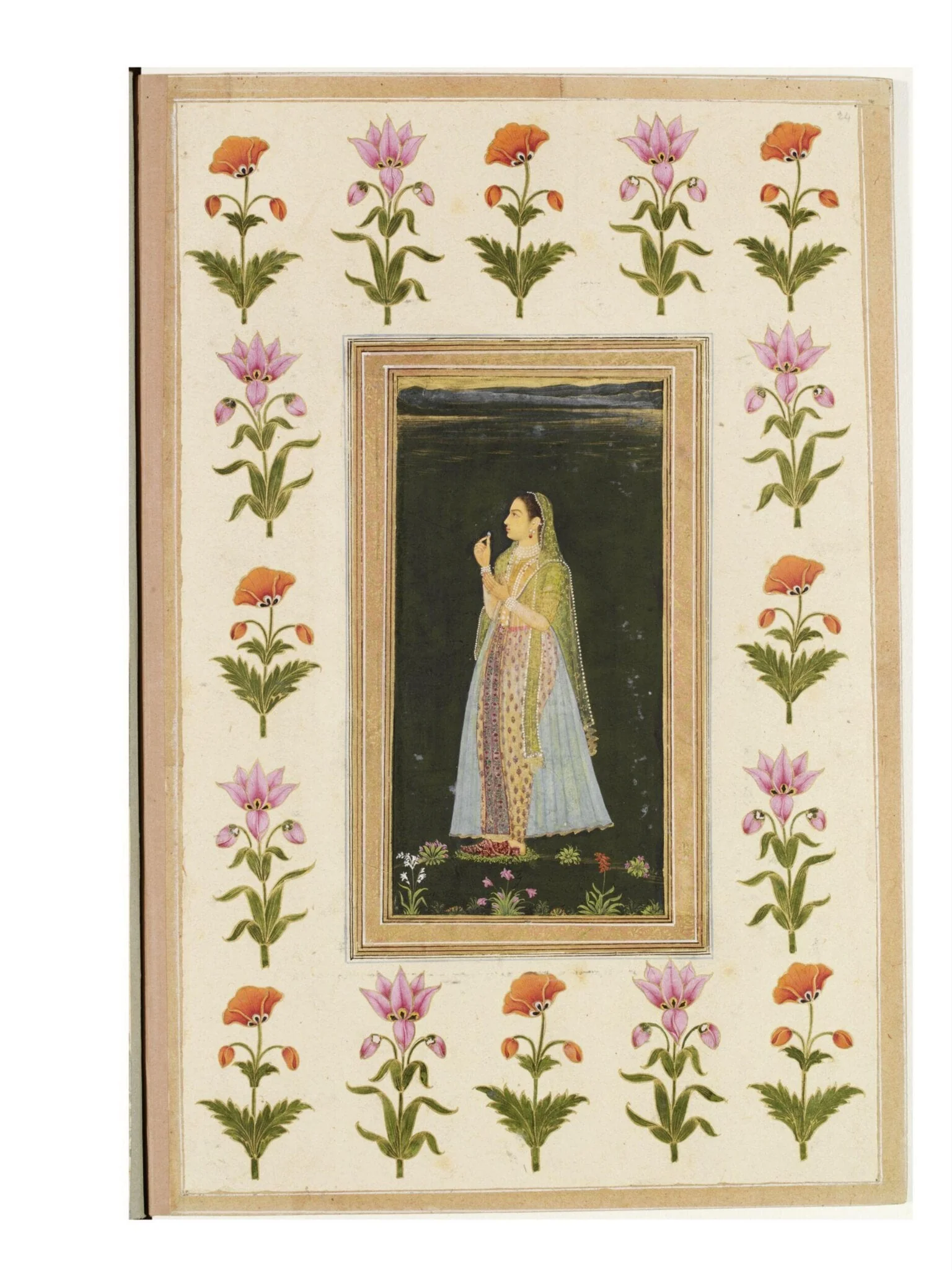 a lady holding a blossom, by Unknown, paint, 1650
