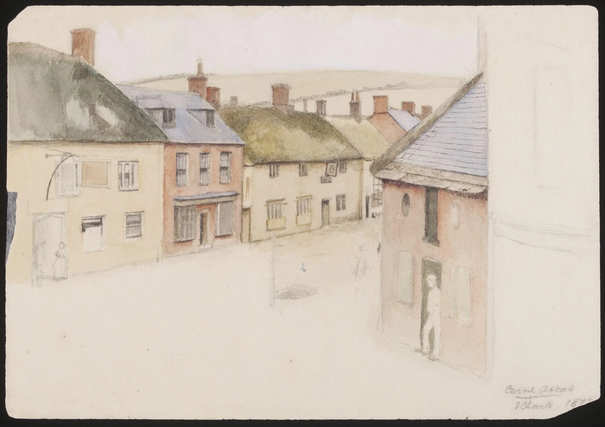 Cerne Abbas, by Joseph Clark, watercolor, 1874