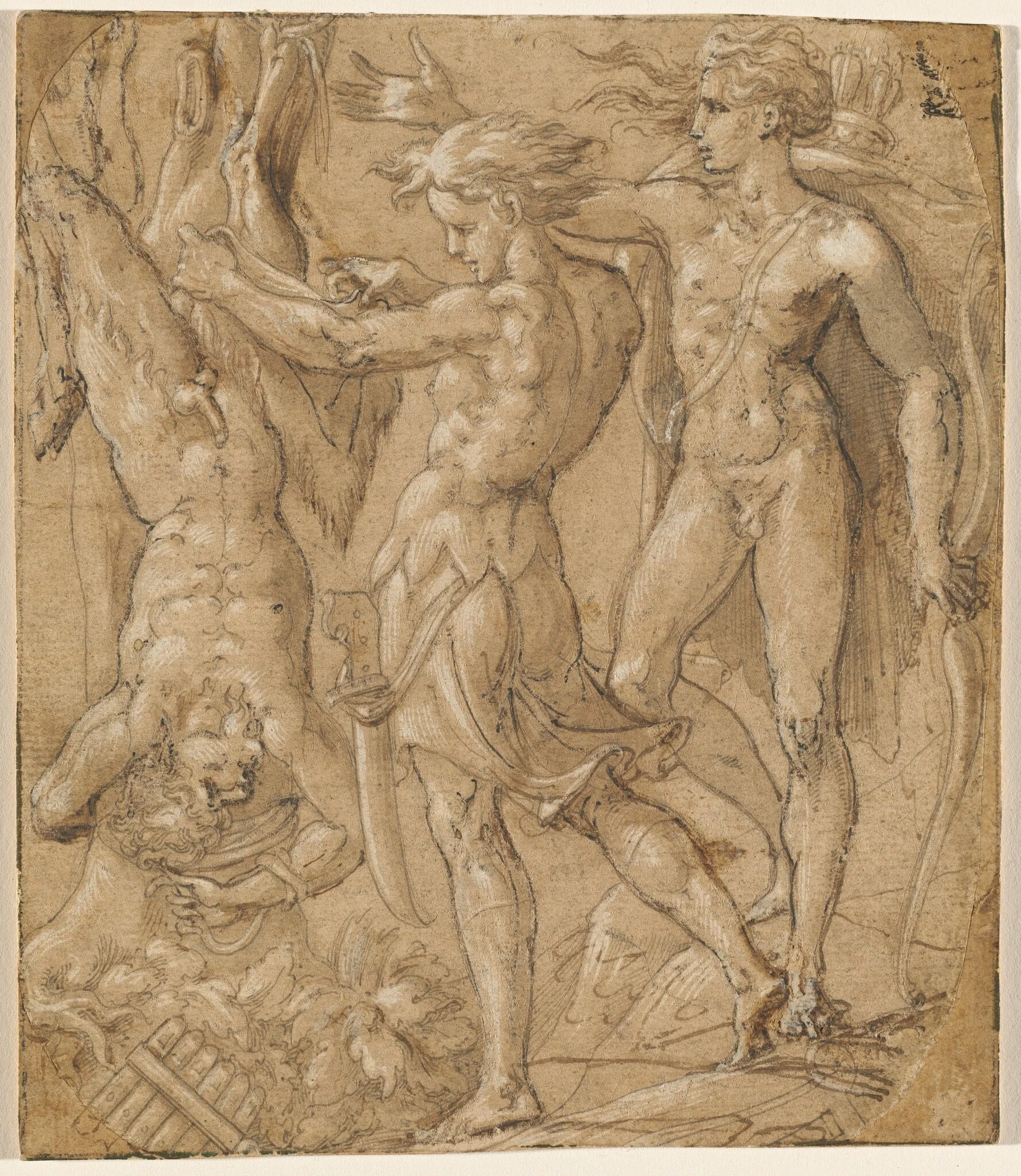 The Flaying of Marsyas, by Parmigianino, ink, 1528