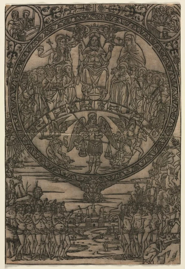 The Last Judgment in the Presence of the Saints and the Archangel Michael, by Unknown, 1404