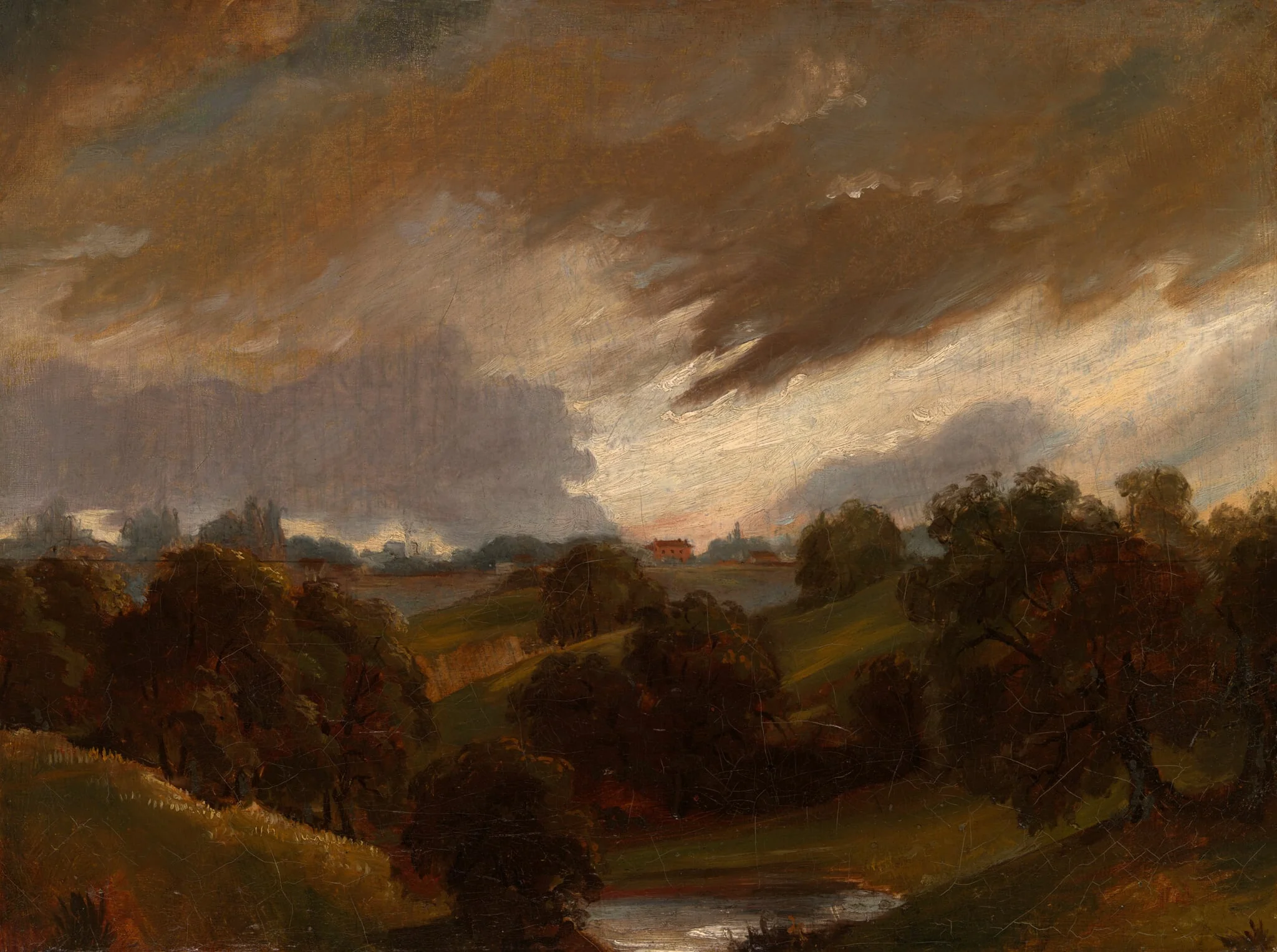 Hampstead, Stormy Sky, by Style of John Constable, oil, 1814