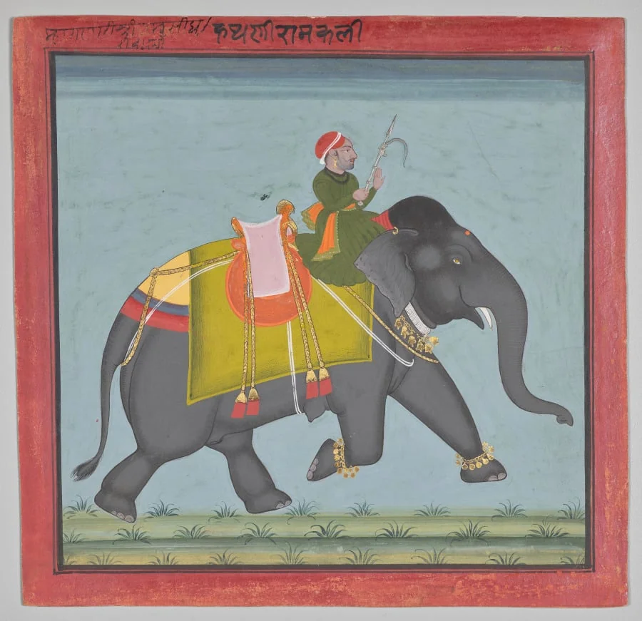 Royal Elephant Ramkali with a Mahout, by Unknown, unspecified, 1761