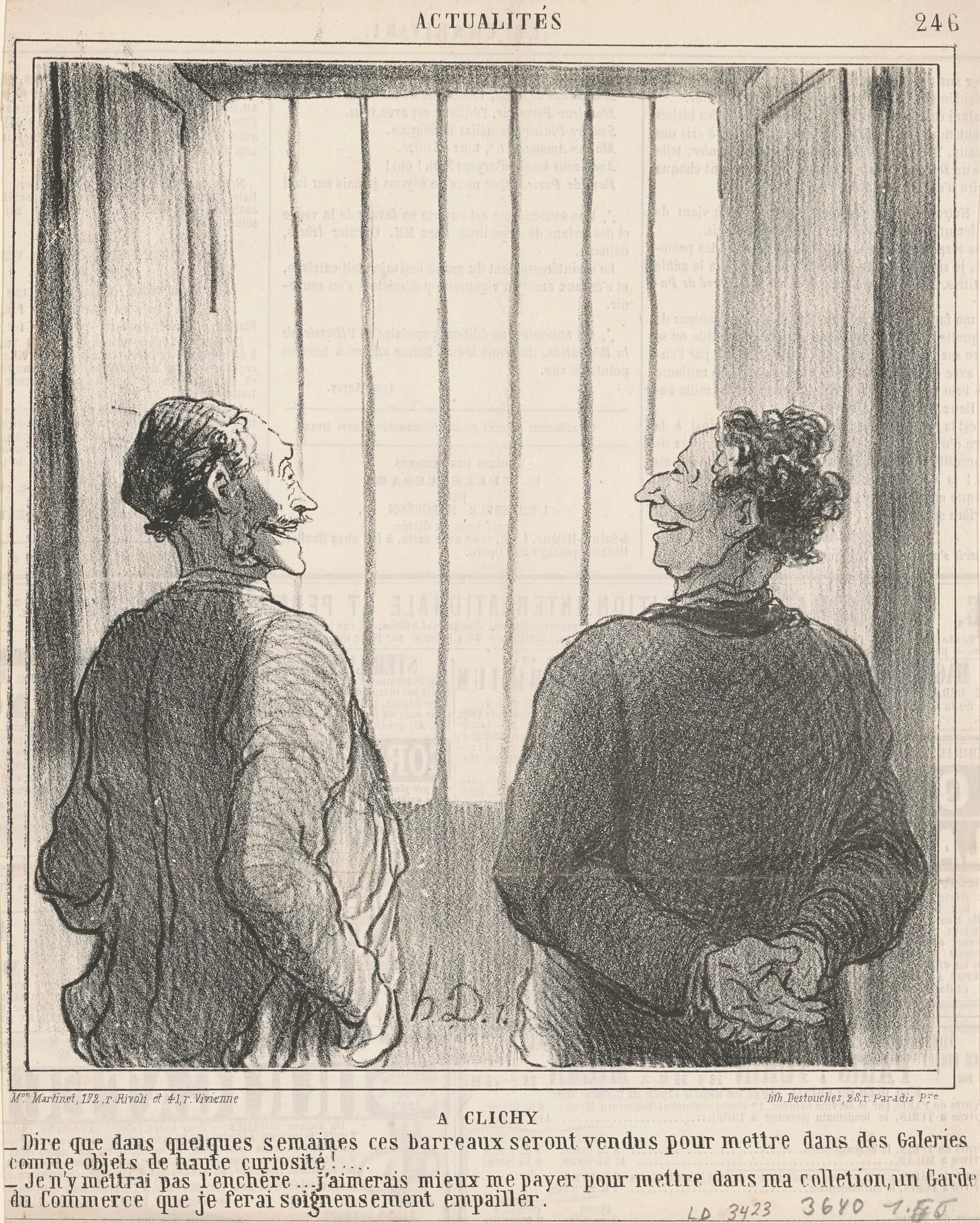 A Clichy, by Honoré Daumier, ink, 1865