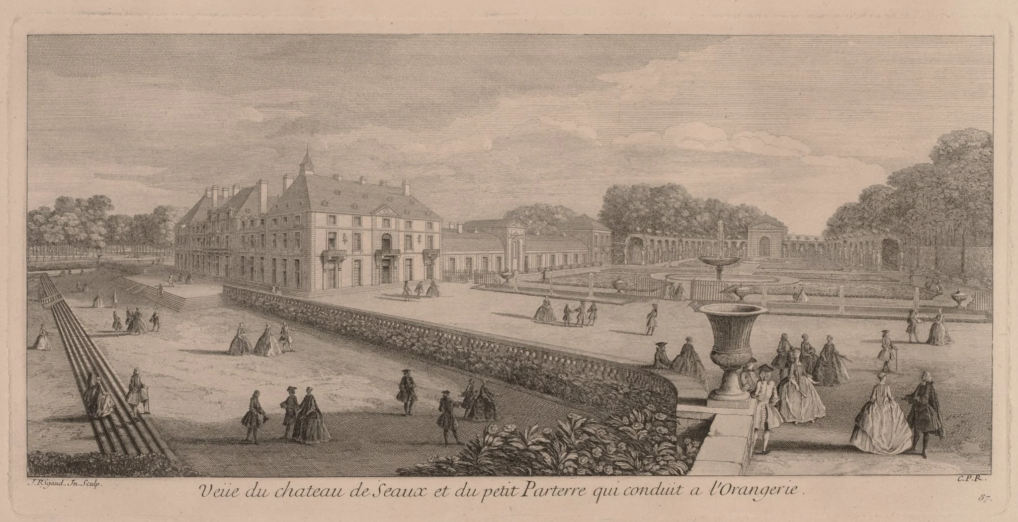 Chateau and Garden of Seaux, by Jacques Rigaud, 1736