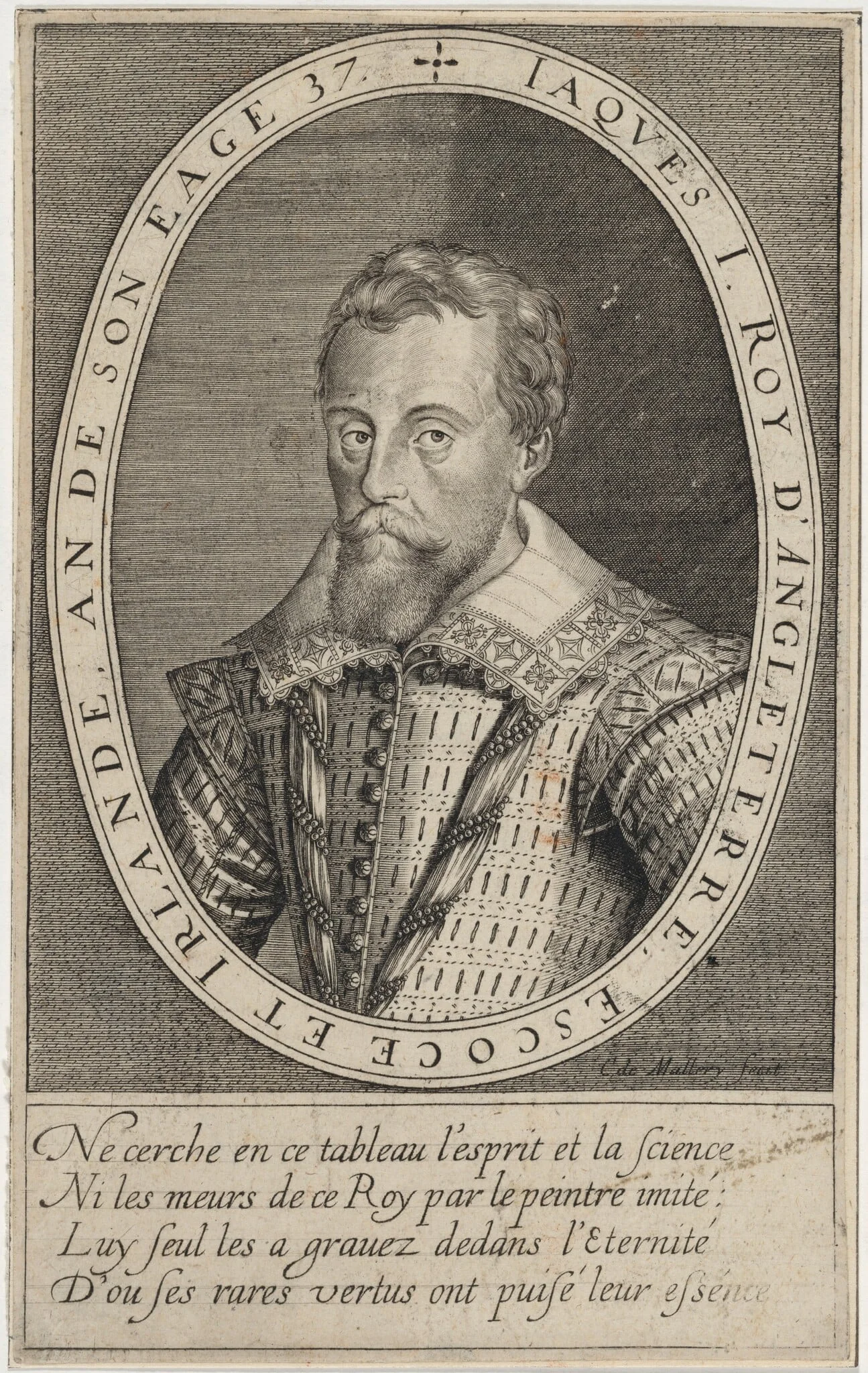 James I, by Karel van Mallery, ink, 1603