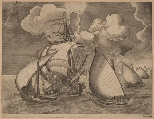 A Fleet of Galleys Escorted by a Caravel