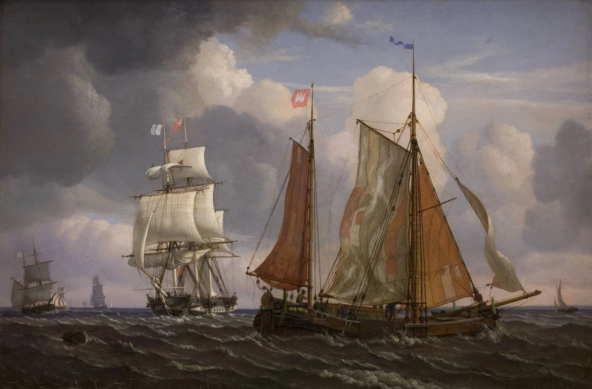 Ships Sailing and Beating up against the Wind in the Sound, by Unknown, 1832