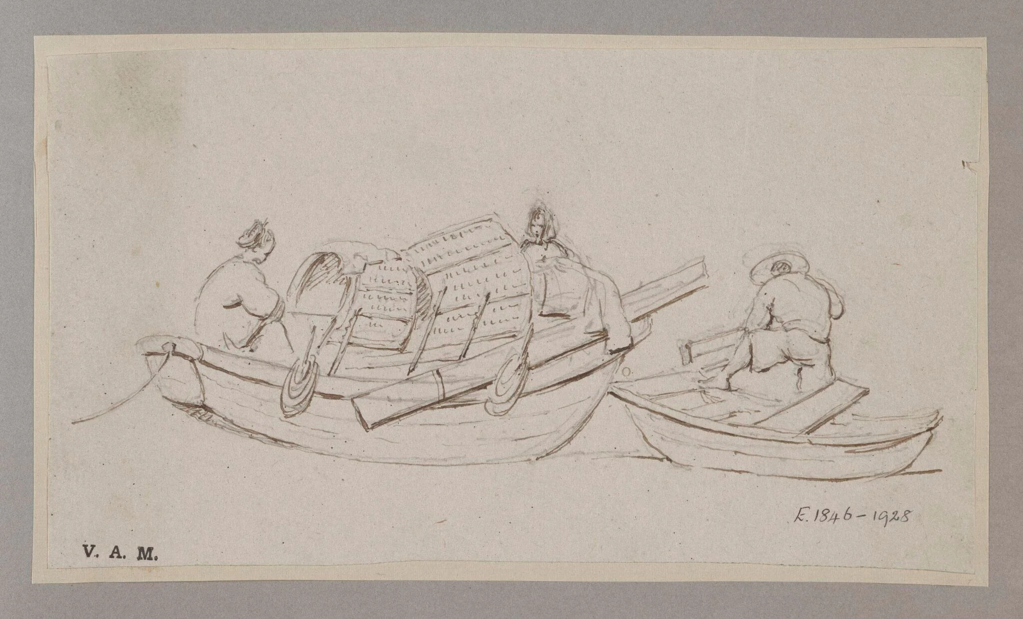 A Tanka boat, with a smaller boat alongside, by Unknown, 1850