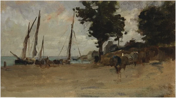 A Shore Scene, Furled Sails, by Nathaniel Hone the Younger, unspecified, 1881