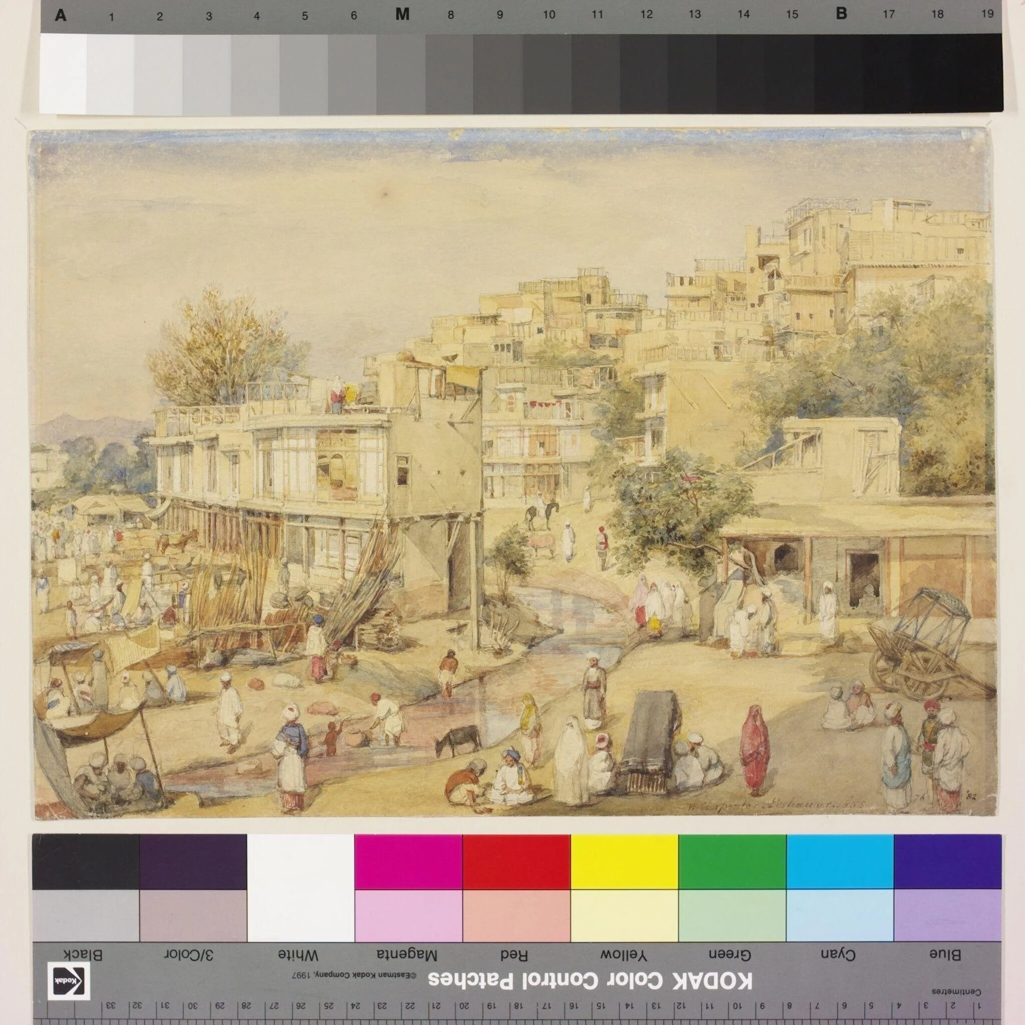 View of houses adjoining a stream, Peshawar