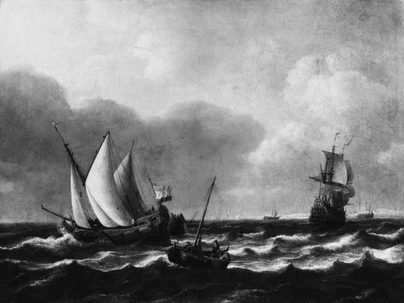 A Dutch States Yacht Beating to Windward off the Coast, and Other Vessels, by Ludolf Bakhuizen, oil, 1700