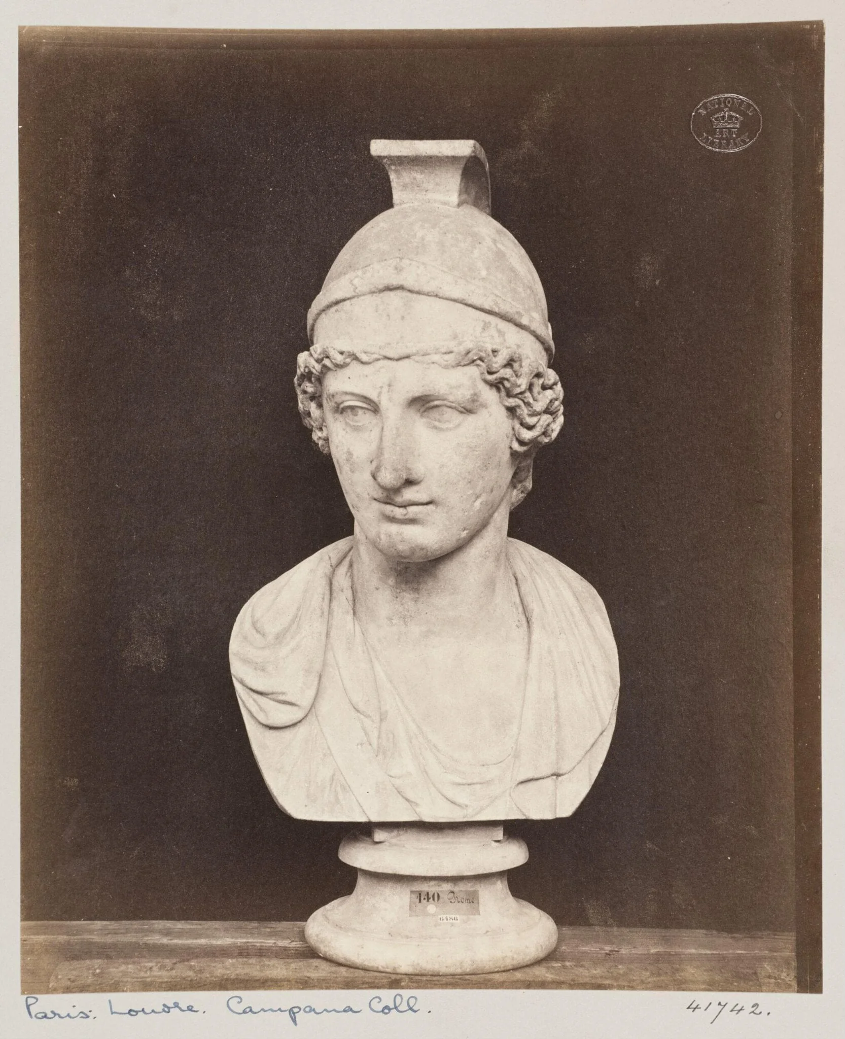 Marble bust of Rome, by Louise Laffon, photographic, 1864